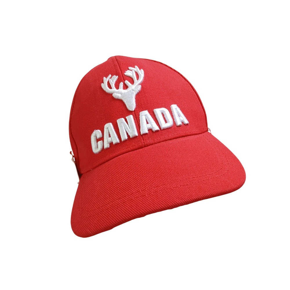Canada Souvenir Baseball Cap Red White Embroidered Deer Antlers Adjustable Hat
